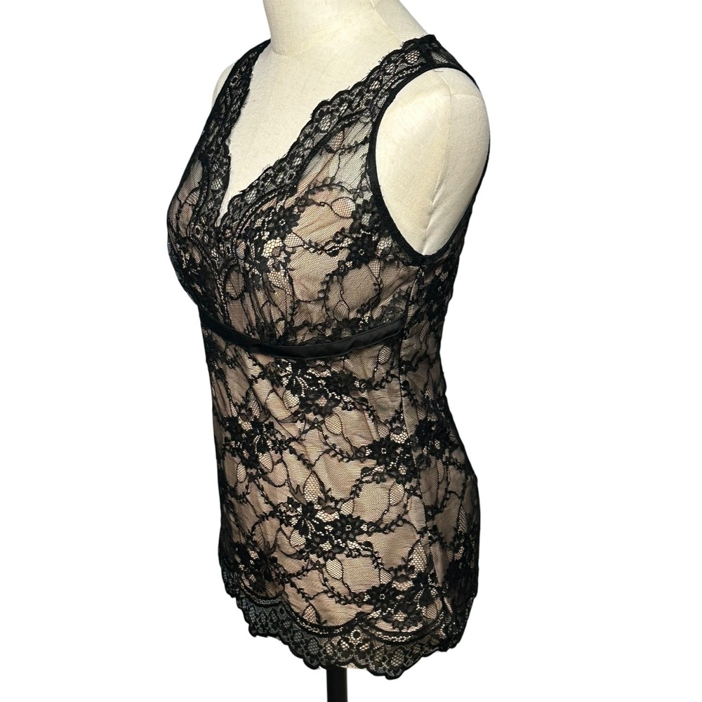 Womens Fairy Grunge Black Lace Babydoll Top Sz 0 Whimsigoth Overlay Romantic - Picture 3 of 10